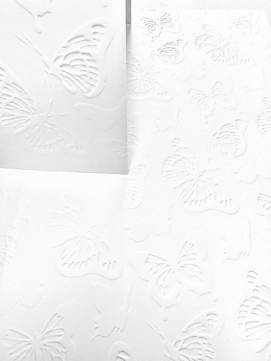 Crafting with Josie - 10 Sheets of A4 White  Embossed Butterfies Print Card 250gsm