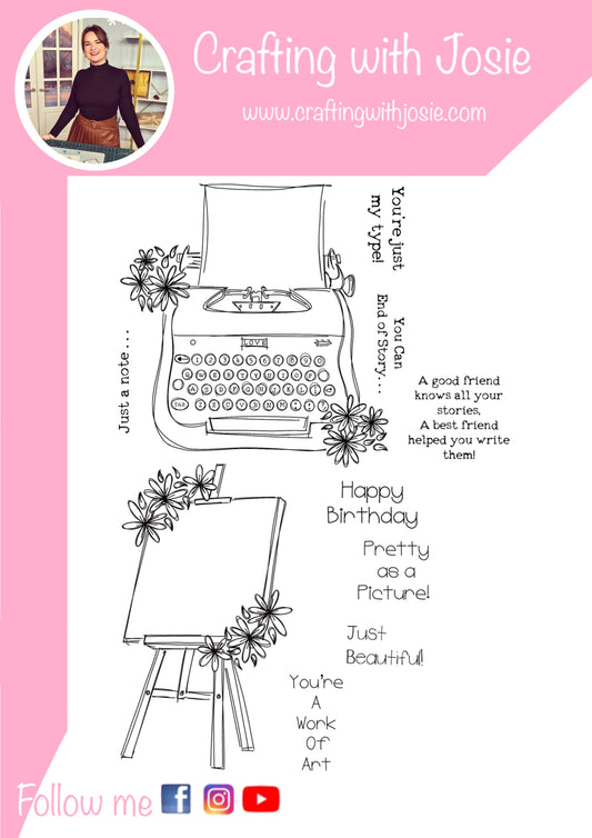 Crafting with Josie - Floral Typewriter and easel Stamp set