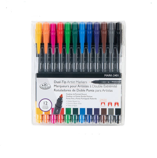 Royal & Langnickel Dual Ended Markers Pointed Round Tip & Fineliner Artist Pens 12pc