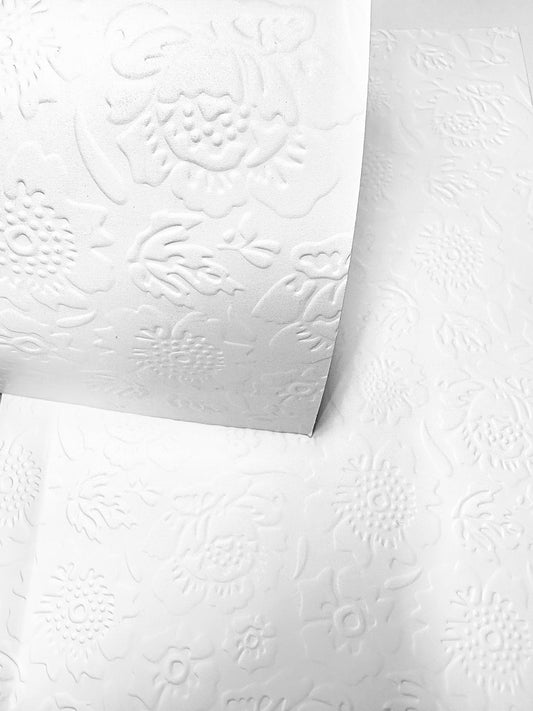 Crafting with Josie - 10 Sheets of A4 White embossed Large Print Floral Print Card 250gsm